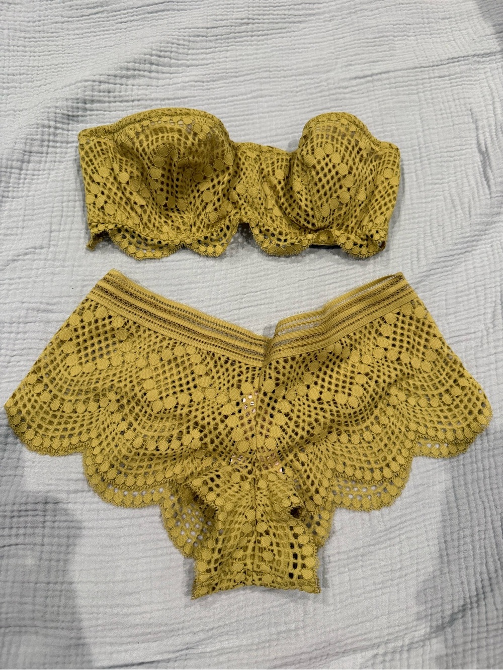 Victoria's Secret Yellow Crochet Lace Bralette & Panty Set
